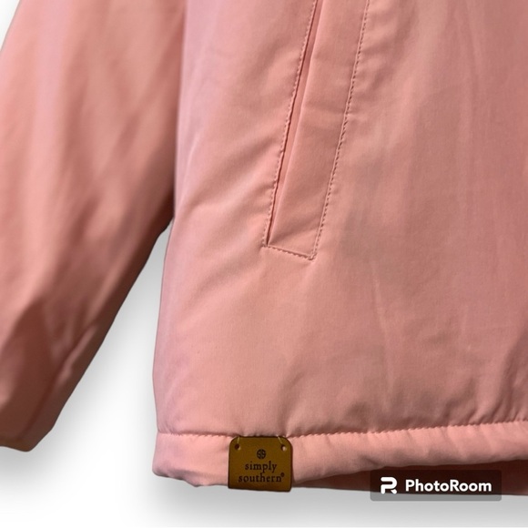 Simply Southern size XL 1/4 snap pink pullover two toned chest panel draw string - Picture 5 of 15